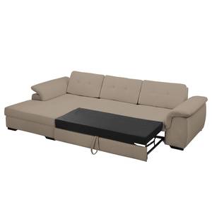 Ecksofa Halsey Strukturstoff - Cappuccino - Longchair davorstehend links