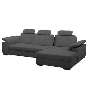 Ecksofa Halsey Strukturstoff - Dunkelgrau - Longchair davorstehend rechts