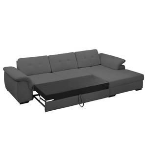 Ecksofa Halsey Strukturstoff - Dunkelgrau - Longchair davorstehend rechts