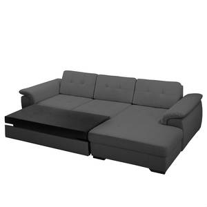 Ecksofa Halsey Strukturstoff - Dunkelgrau - Longchair davorstehend rechts