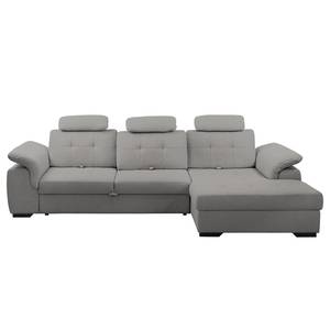 Ecksofa Halsey Strukturstoff - Platin - Longchair davorstehend rechts