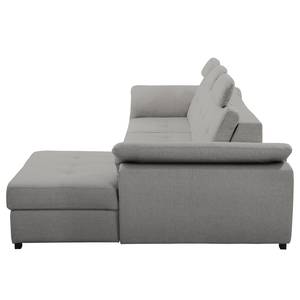 Ecksofa Halsey Strukturstoff - Platin - Longchair davorstehend rechts