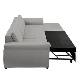 Ecksofa Halsey Strukturstoff - Platin - Longchair davorstehend rechts