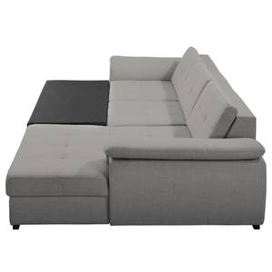 Ecksofa Halsey Strukturstoff - Platin - Longchair davorstehend rechts