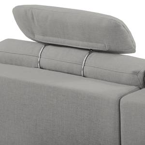 Ecksofa Halsey Strukturstoff - Platin - Longchair davorstehend rechts