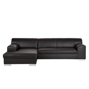 Ecksofa Hampton mit/ohne Schlaffunktion Kunstleder Schwarz - Longchair davorstehend links