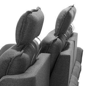 Canapé d'angle Harmon (convertible) Tissu - Anthracite - Méridienne courte à gauche (vue de face)