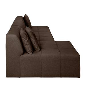 Ecksofa Healy Filz - Espresso - Longchair davorstehend links - Mit Hocker