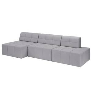 Ecksofa Healy Filz - Granit - Longchair davorstehend links - Mit Hocker