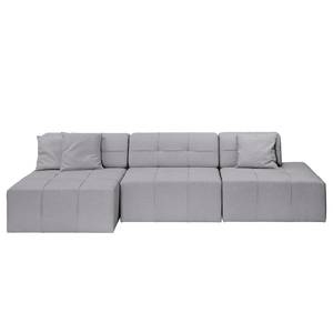 Ecksofa Healy Filz - Granit - Longchair davorstehend links - Mit Hocker