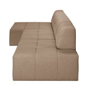 Hoekbank Healy vilt - Latte Macchiattokleurig - Longchair vooraanzicht links - Met hocker