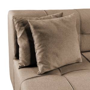 Hoekbank Healy vilt - Latte Macchiattokleurig - Longchair vooraanzicht links - Met hocker