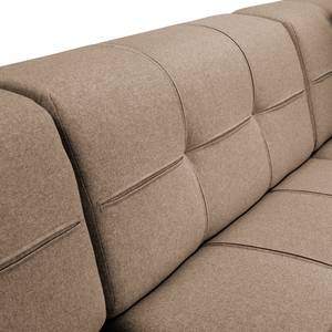 Hoekbank Healy vilt - Latte Macchiattokleurig - Longchair vooraanzicht links - Met hocker