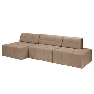 Ecksofa Healy Filz - Latte Macchiato - Longchair davorstehend links - Ohne Hocker