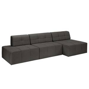 Ecksofa Healy Filz - Dunkelgrau - Longchair davorstehend rechts - Mit Hocker