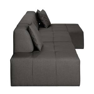 Ecksofa Healy Filz - Dunkelgrau - Longchair davorstehend rechts - Mit Hocker