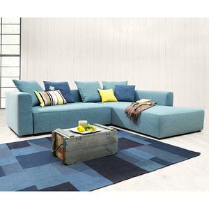 Ecksofa Heaven Casual M Webstoff Aqua - Longchair davorstehend rechts - Stoff TCU6 fresh blue