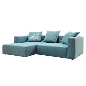 Canapé d'angle Heaven Casual Tissu - Tissu TCU : 6 fresh blue - Méridienne courte à gauche (vue de face) - Fonction couchage - Coffre de lit