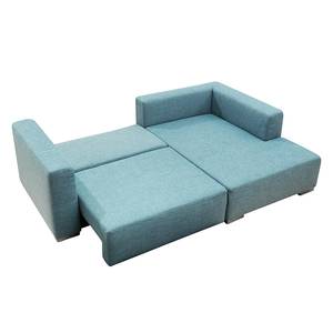 Divano angolare Heaven Casual Tessuto color turchese, longchair preimpostata a destra - Tessuto TCU: 6 fresh blue - Longchair preimpostata a destra - Funzione letto - Cassetti letto