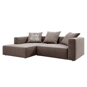 Ecksofa Heaven Casual Webstoff Stoff TBO: 12 coconut brown - Longchair davorstehend links - Schlaffunktion - Bettkasten