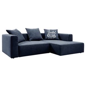 Canapé d'angle Heaven Casual Tissu - Tissu TCU : 16 navy blue - Méridienne courte à droite (vue de face) - Fonction couchage - Coffre de lit