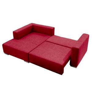 Canapé d'angle Heaven Casual Tissu - Tissu TCU : 7 warm red - Méridienne courte à gauche (vue de face) - Fonction couchage - Coffre de lit