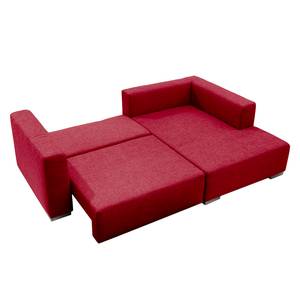 Hoekbank Heaven Casual Stof TCU: 7 warm red - Longchair vooraanzicht rechts - Slaapfunctie - Opbergruimte