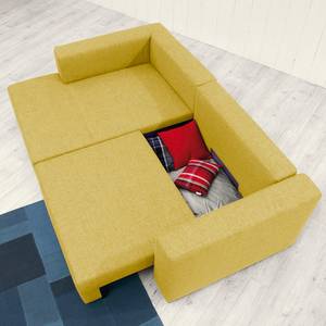 Ecksofa Heaven Casual Webstoff Stoff TBO: 55 pastel yellow - Longchair davorstehend links - Schlaffunktion - Bettkasten