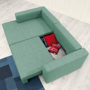 Ecksofa Heaven Casual Webstoff Stoff TBO: 53 pastel mint - Longchair davorstehend links - Schlaffunktion - Bettkasten