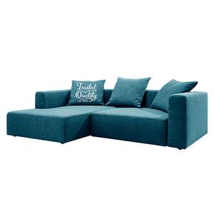 Ecksofa Heaven Casual Webstoff Stoff TBO: 3 petrol green - Longchair davorstehend links - Schlaffunktion - Bettkasten