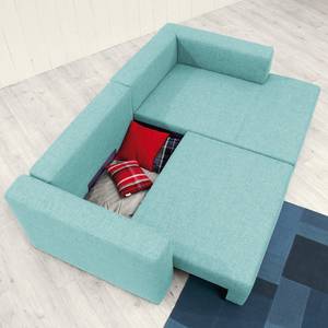 Ecksofa Heaven Casual Webstoff Stoff TBO: 56 ice blue - Longchair davorstehend rechts - Schlaffunktion - Bettkasten