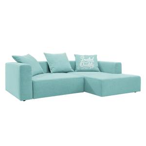 Ecksofa Heaven Casual Webstoff Stoff TBO: 56 ice blue - Longchair davorstehend rechts - Schlaffunktion - Bettkasten