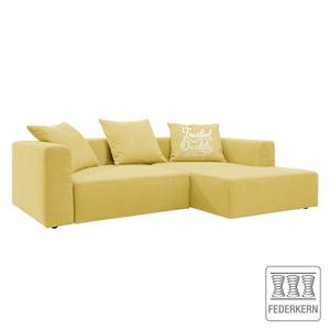 Canapé d'angle Heaven Casual Tissu - Tissu TBO : 55 pastel yellow - Méridienne courte à droite (vue de face) - Fonction couchage - Coffre de lit