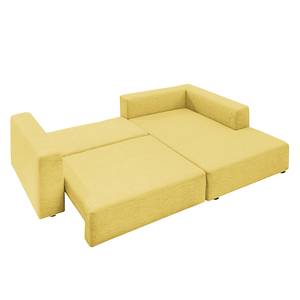 Canapé d'angle Heaven Casual Tissu - Tissu TBO : 55 pastel yellow - Méridienne courte à droite (vue de face) - Fonction couchage - Coffre de lit