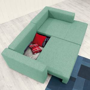 Ecksofa Heaven Casual Webstoff Stoff TBO: 53 pastel mint - Longchair davorstehend rechts - Schlaffunktion - Bettkasten