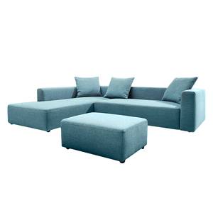 Canapé d'angle Heaven Casual XL Tissu TCU : 6 fresh blue - Fonction couchage - Coffre de lit