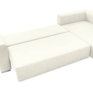 Ecksofa Heaven Casual XL Webstoff Creme - Longchair davorstehend rechts - Schlaffunktion - Bettkasten