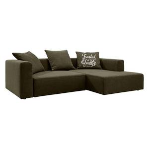 Ecksofa Heaven Casual XL Webstoff Braun - Longchair davorstehend rechts - Schlaffunktion - Bettkasten