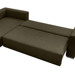 Ecksofa Heaven Casual XL Webstoff Braun - Longchair davorstehend links - Schlaffunktion - Bettkasten