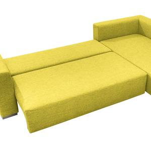Canapé d'angle Heaven Casual XL Tissu - Vert - Méridienne courte à droite (vue de face) - Fonction couchage - Coffre de lit