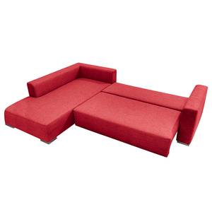 Ecksofa Heaven Casual XL Webstoff Rot - Longchair davorstehend links - Schlaffunktion - Bettkasten