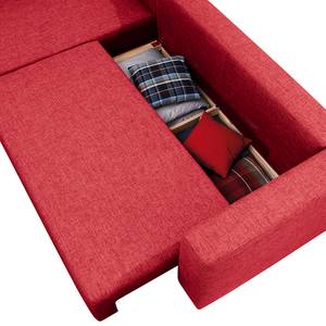 Canapé d'angle Heaven Casual XL Tissu - Rouge - Méridienne courte à gauche (vue de face) - Fonction couchage - Coffre de lit