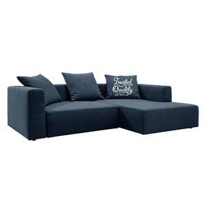 Canapé d'angle Heaven Casual XL Tissu - Bleu foncé - Méridienne courte à droite (vue de face) - Fonction couchage - Coffre de lit