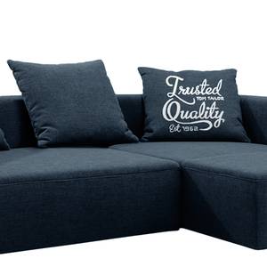 Ecksofa Heaven Casual XL Webstoff Dunkelblau - Longchair davorstehend rechts - Schlaffunktion - Bettkasten