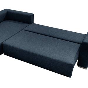 Ecksofa Heaven Casual XL Webstoff Dunkelblau - Longchair davorstehend links - Schlaffunktion - Bettkasten