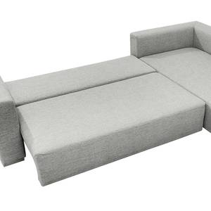 Ecksofa Heaven Casual XL Webstoff Platin - Longchair davorstehend links - Schlaffunktion - Bettkasten