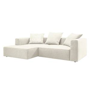 Ecksofa Heaven Casual XL Webstoff Creme - Longchair davorstehend links - Schlaffunktion - Bettkasten