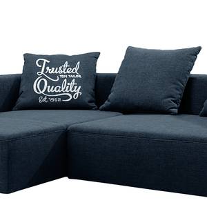 Ecksofa Heaven Casual XL Webstoff Dunkelblau - Longchair davorstehend links - Schlaffunktion - Bettkasten