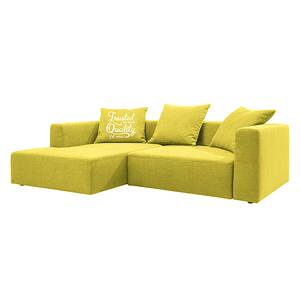 Canapé d'angle Heaven Casual XL Tissu - Vert - Méridienne courte à gauche (vue de face) - Fonction couchage - Coffre de lit
