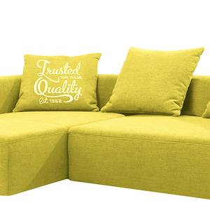 Ecksofa Heaven Casual XL Webstoff Grün - Longchair davorstehend links - Schlaffunktion - Bettkasten